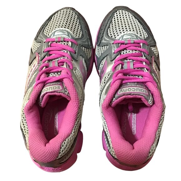 Saucony Sneakers Little Girl Size 12.5 Cohesion 6 LTT Gray Magenta Athletic Shoe - Picture 6 of 10